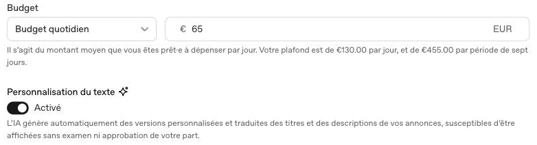 Budget quotidien ChatGPT Ads avec plafond journalier et hebdomadaire